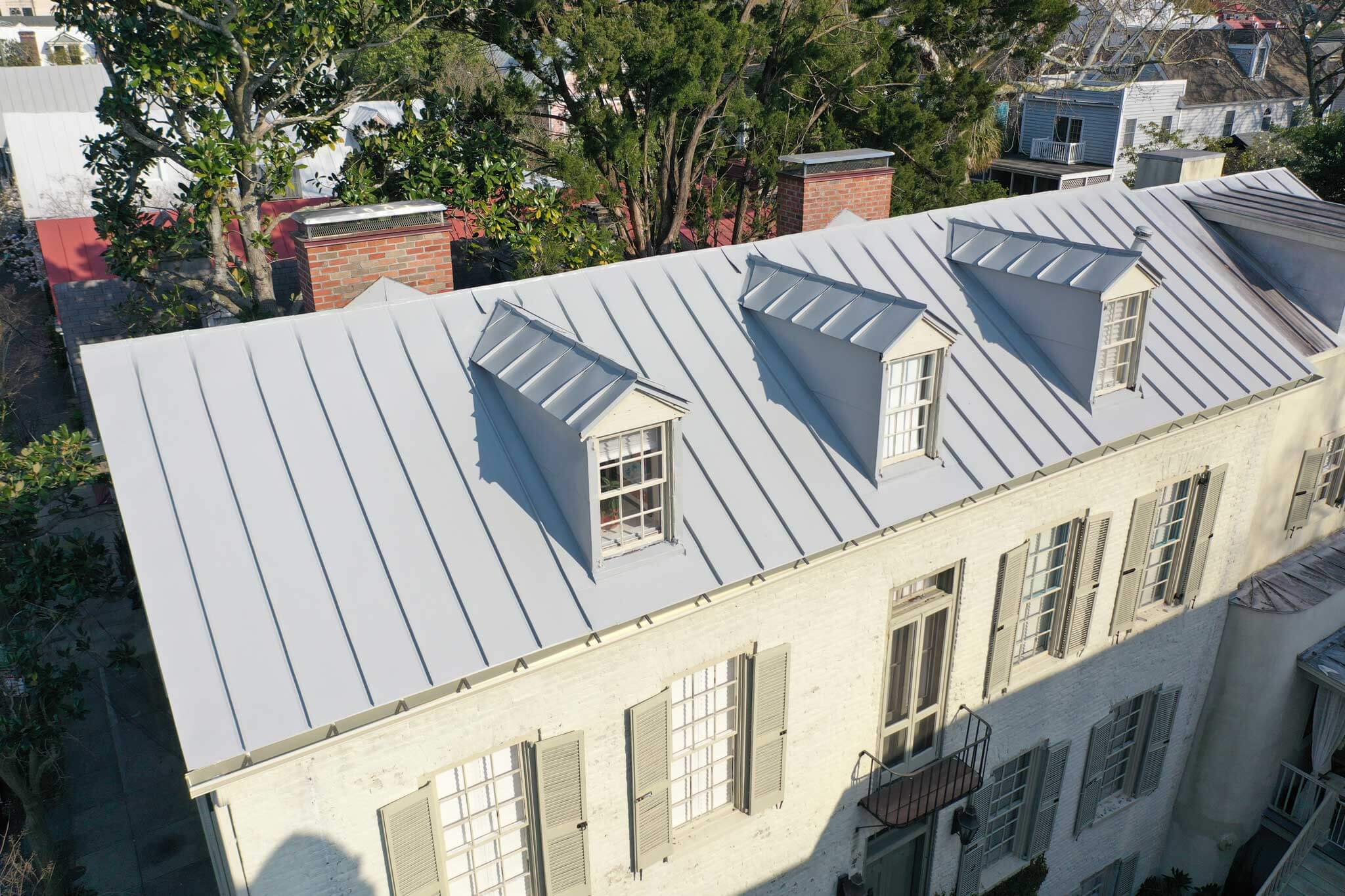 aerial view of metal roof